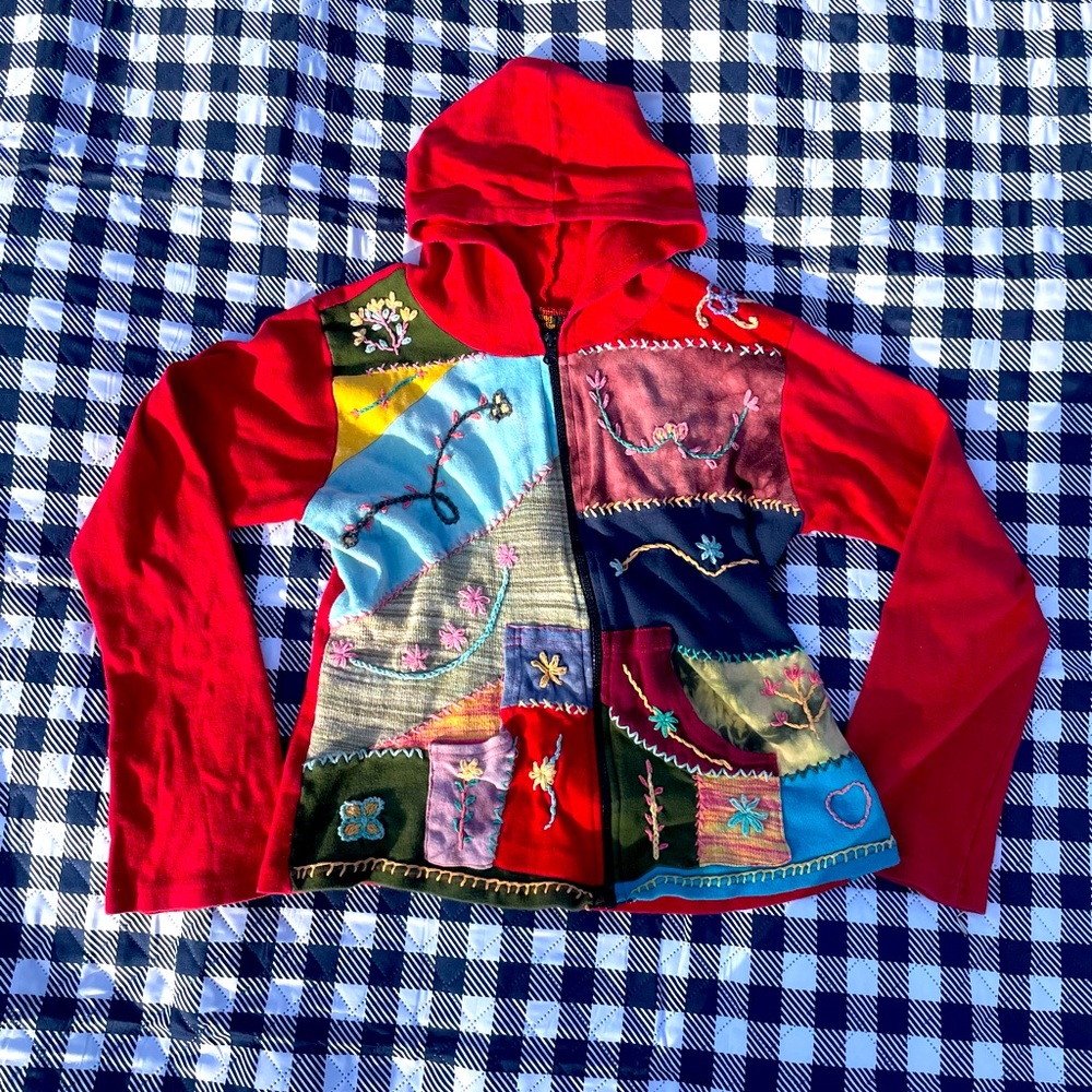 Rising international patchwork hippie hoodie